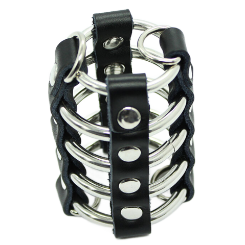 OHMAMA FETISH - GAIOLA PARA PÊNIS COM ANÉIS DE METAL E ALAS DE COURO