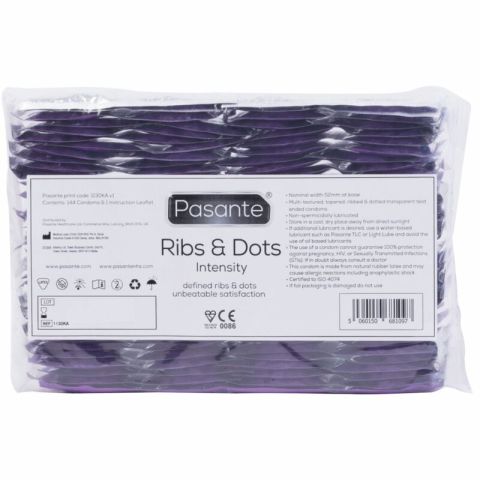 PASANTE - PRESERVATIVOS RIBS & DOTS INTENSITY 144 UNIDADES