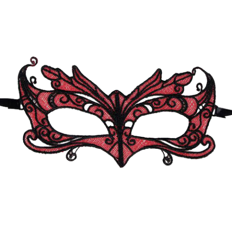 QUEEN LINGERIE - MSCARA DE RENDA COM DETALHES VERMELHOS