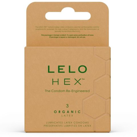 LELO - CAIXA DE PRESERVATIVOS ORGÂNICOS HEX 3 UNIDADES