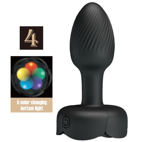 PRETTY LOVE - OLMAN PLUG ANAL COM LUZ LED PRETO 8,8 CM